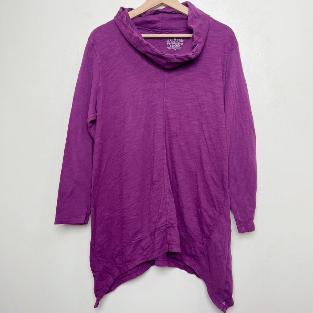 Neon Buddha 1X Cowl Neck Purple Asymmetrical Hem Tunic In Purple